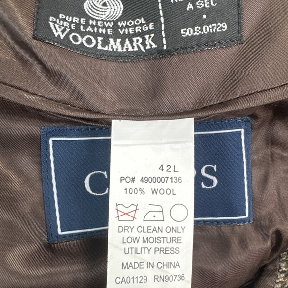 Chaps Blazer Men 42L Multicolor Glen Plaid 2 Button Wool Sport Coat - Picture 5 of 16